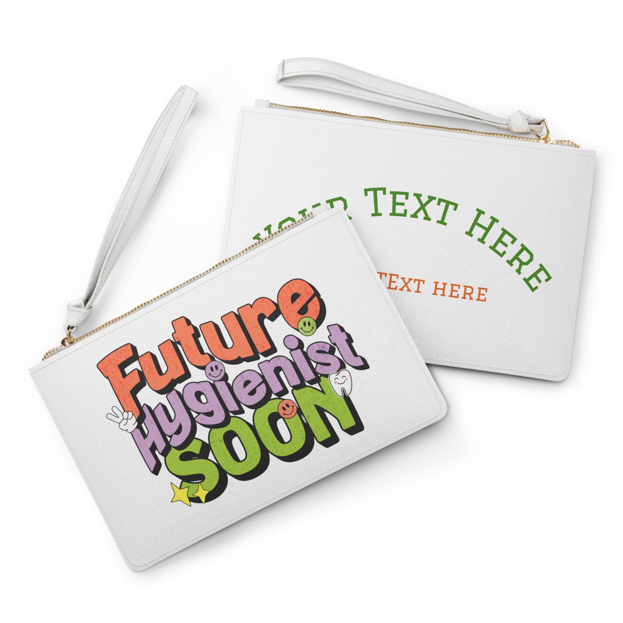 미래의 치과위생사를 위한 맞춤 클러치백 – 졸업선물 / 메이크업 파우치 / 귀여운 위생사 소품